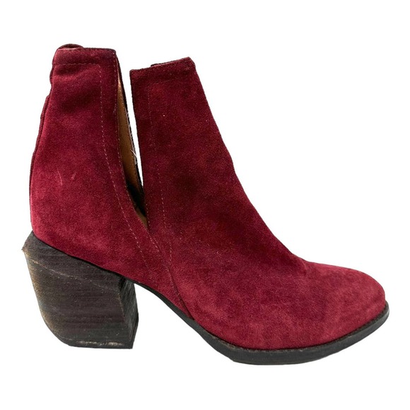 Jeffrey Campbell Shoes - Jeffrey Campbell Orwell Suede Leather Heeled Ankle Bootie in RARE Blood Red